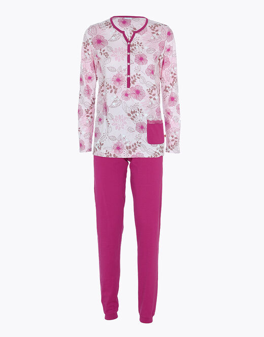 Lovable Pigiama lungo in jersey di cotone, rosa con stampa floreale Promozione Limitata