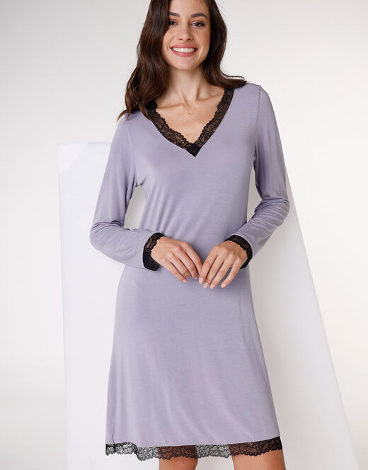 Lovable Camicia da notte in jersey di modal elasticizzato, tornado chiaro Sottocosto