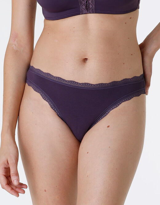 Lovable Slip Lovable Panties in cotone e pizzo elasticizzati, tornado scuro Italy
