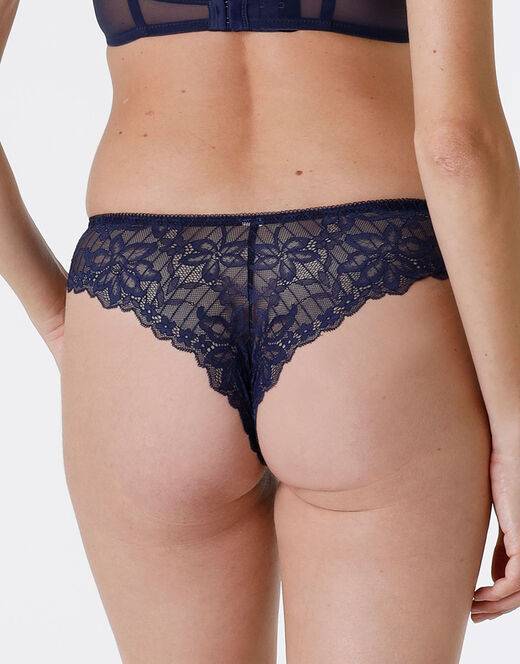 Lovable Brasiliano Striped Lace in pizzo e microfibra, blu scuro Vendita