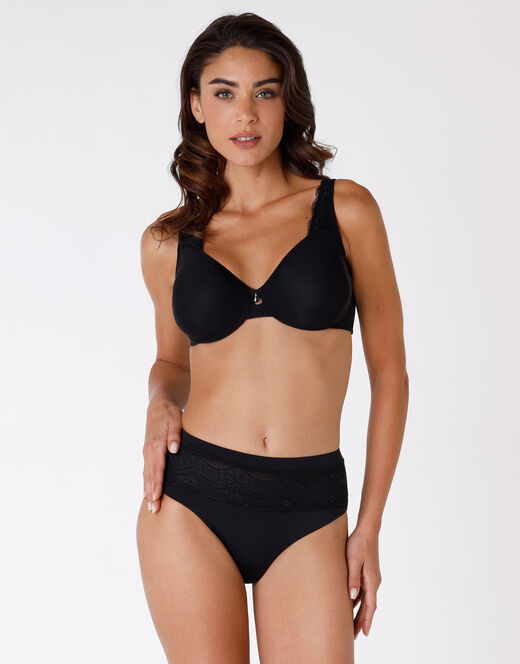 Lovable Reggiseno con ferretto Celebrity Minimizer, in pizzo e microfibra, nero Flash Sale