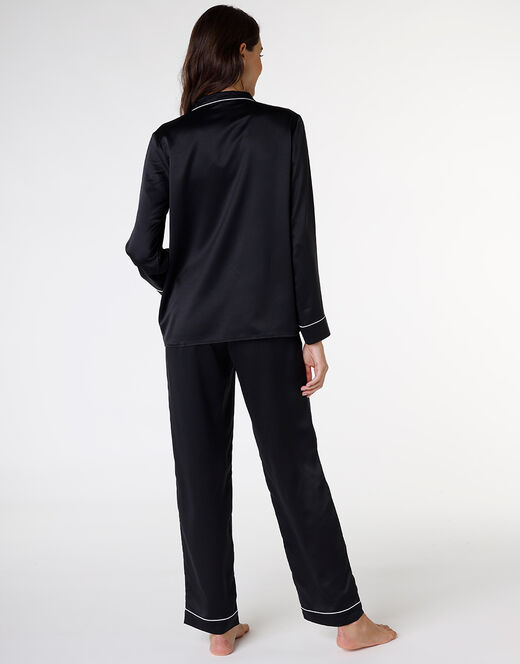 Lovable Pigiama lungo aperto in satin, nero Online