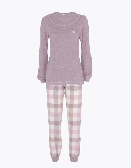 Lovable Homewear chiuso in flanella di cotone, rosa grigio Economico