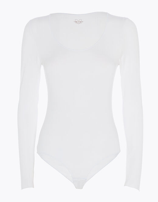 Lovable Body a manica lunga con scollo rotondo in modal, bianco Offerte