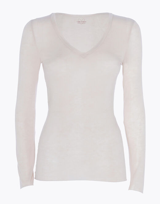Lovable Maglia a manica lunga con scollo a V in modal e cashmere, sabbia Hotsell