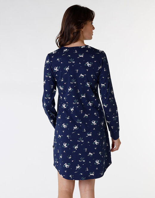 Lovable Camicia da notte in interlock di cotone, blu stampato Vendita Calda