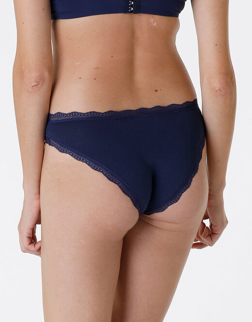 Lovable Slip Lovable Panties in cotone e pizzo elasticizzati, blu scuro I Più Venduti