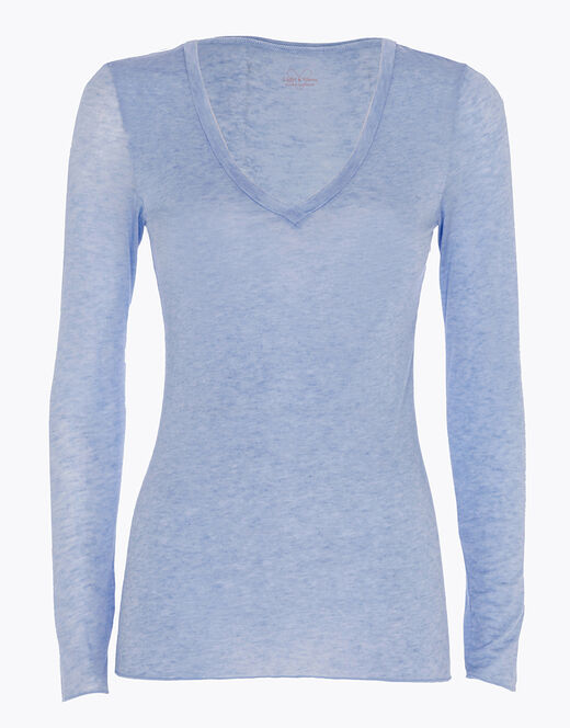 Lovable Maglia a manica lunga con scollo a V in modal e cashmere, ortensia Offerta