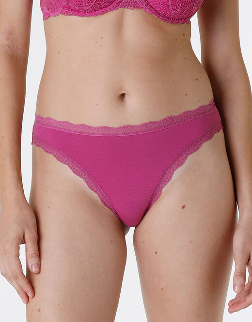 Lovable Slip Lovable Panties in cotone e pizzo elasticizzati, rosa sorbetto Vendita Calda