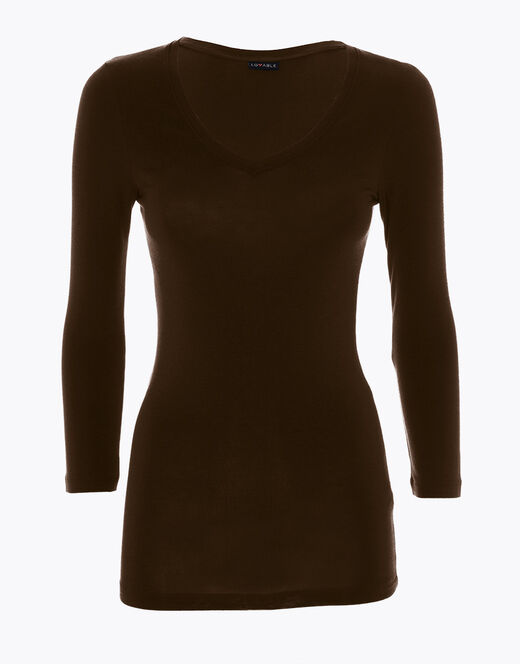 Lovable Maglia con manica a 3/4 effetto thermal Basic Soul, caffè Negozio
