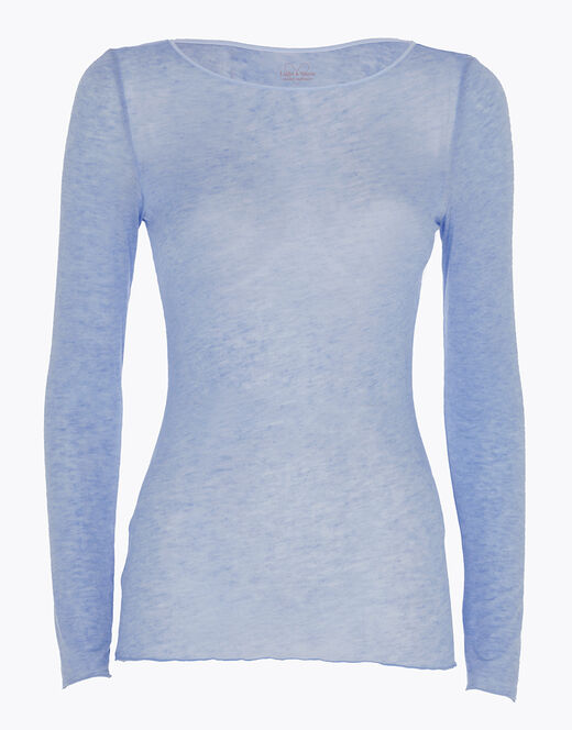 Lovable Maglia con scollo a barchetta e manica lunga in modal e cashmere, ortensia In Saldo