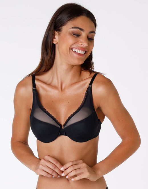 Lovable Reggiseno con ferretto Tonic Lift in pizzo e tulle, nero Economico