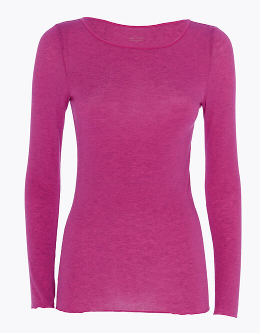 Lovable Maglia con scollo a barchetta e manica lunga in modal e cashmere, rosa sorbetto 2025