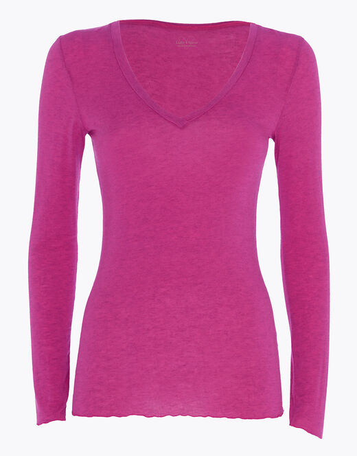 Lovable Maglia a manica lunga con scollo a V in modal e cashmere, rosa sorbetto 2025
