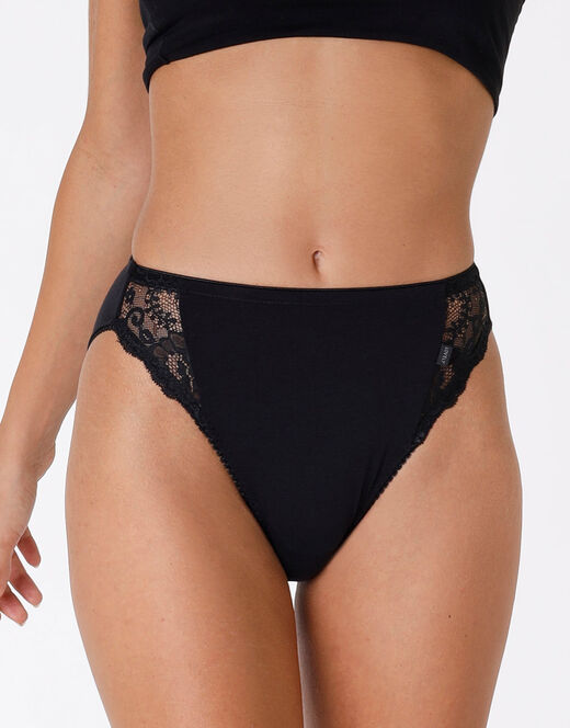 Lovable Slip mini sgambato Lovely charme nero in cotone elasticizzato con pizzo Offerte