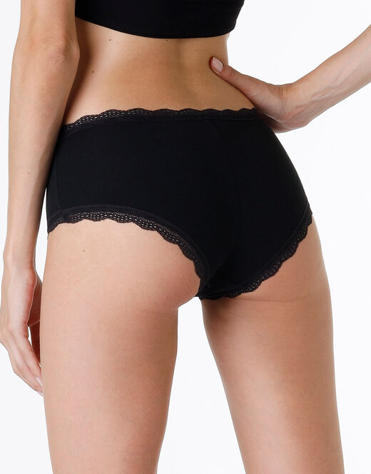 Lovable Shorty lovely in cotone elasticizzato e pizzo, nero Moda