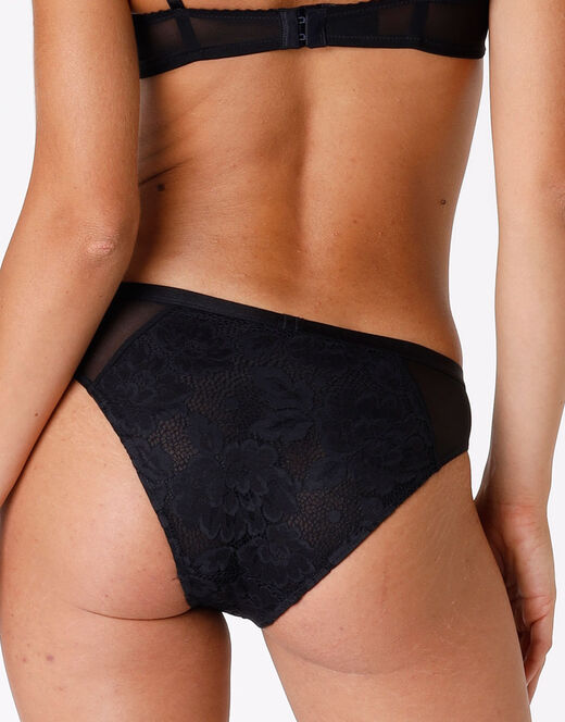 Lovable Slip Anniversary Lace in pizzo riciclato e tulle, nero Vendita Economica