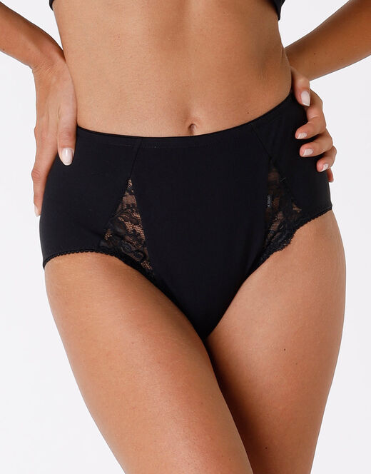 Lovable Slip maxi contenitivo Lovely Charme, nero in cotone elasticizzato con pizzo Fino al 50% di sconto