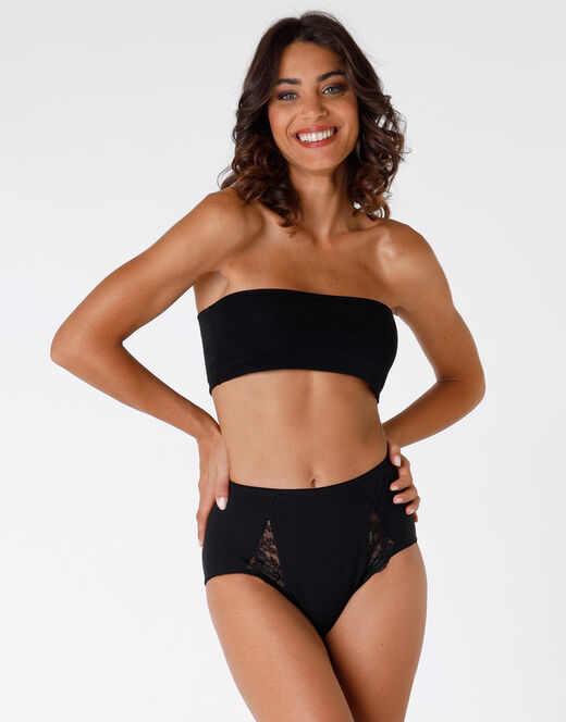 Lovable Slip maxi contenitivo Lovely Charme, nero in cotone elasticizzato con pizzo Fino al 50% di sconto