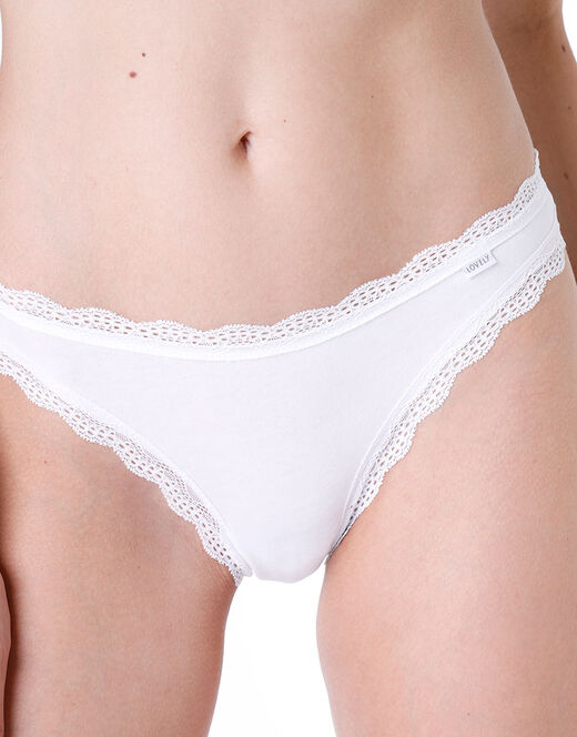 Lovable Slip Mini Lovely in cotone elasticizzato e pizzo, bianco Fino al 65% di sconto