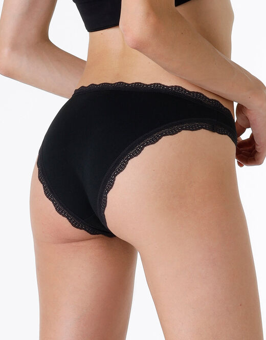 Lovable Slip Mini Lovely in cotone elasticizzato e pizzo, nero Only for today