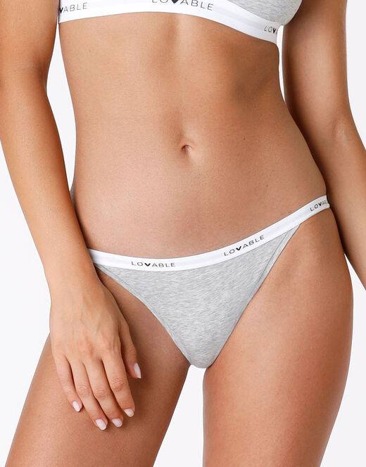 Lovable Tanga Originals in jersey di cotone modal, grigio In vendita