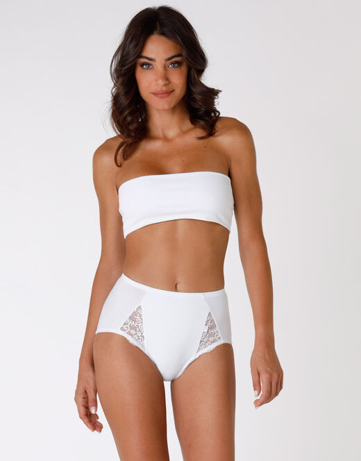 Lovable Slip maxi contenitivo Lovely Charme, bianco in cotone elasticizzato con pizzo Presa