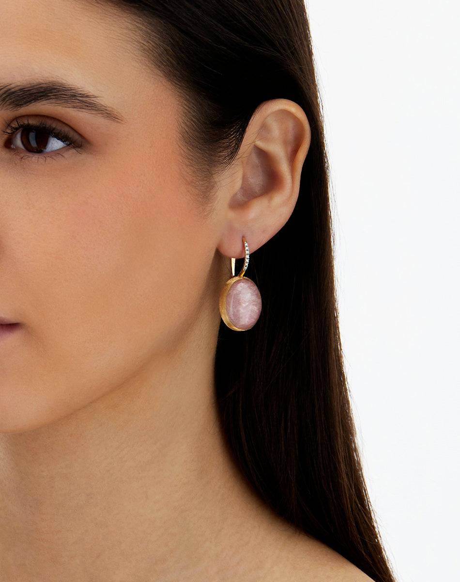 Nanis Orecchini Ciliegine Rosolio "Boules" in oro inciso, diamanti, cristall – Nanis Italian Jewels In Saldo
