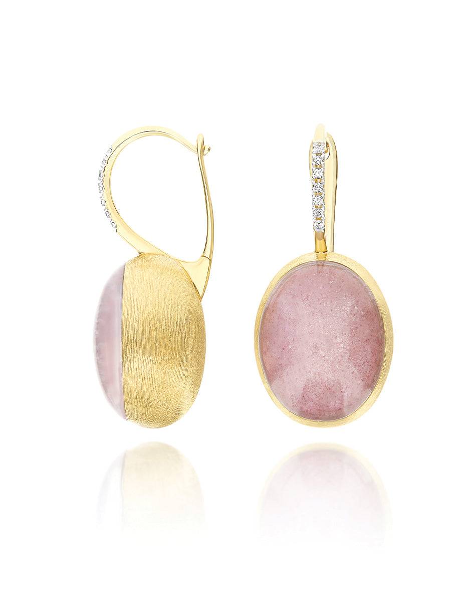 Nanis Orecchini Ciliegine Rosolio "Boules" in oro inciso, diamanti, cristall – Nanis Italian Jewels In Saldo