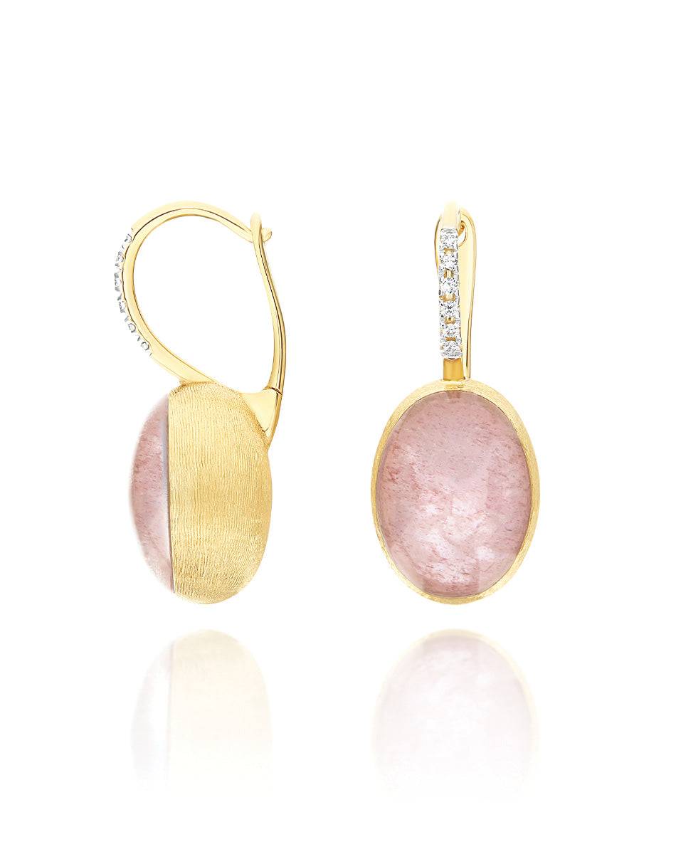 Nanis Orecchini Ciliegine Rosolio "Boules" in oro inciso, diamanti, cristall – Nanis Italian Jewels Nuova