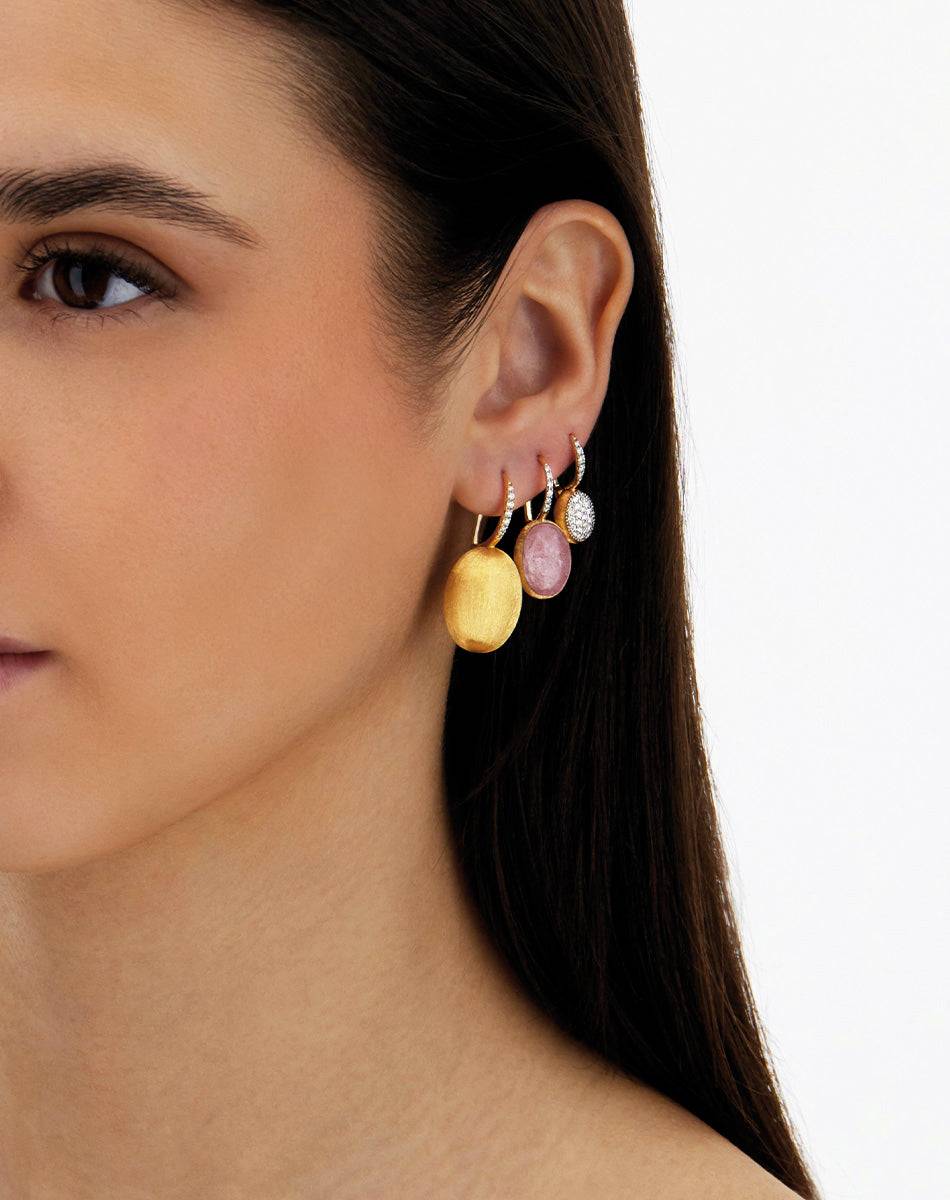 Nanis Orecchini Ciliegine Rosolio "Boules" in oro inciso, diamanti, cristall – Nanis Italian Jewels Nuova