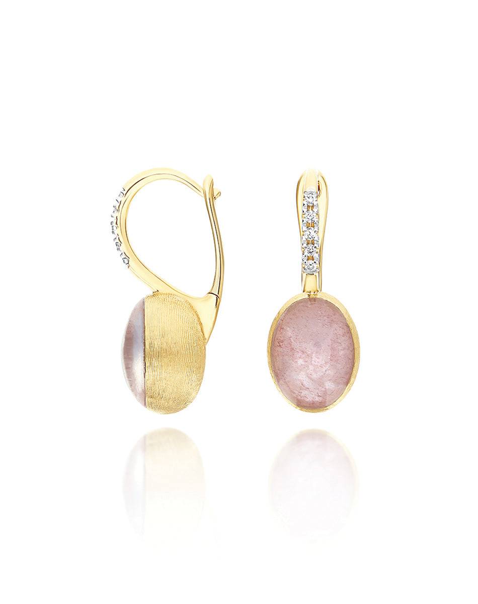 Nanis Orecchini Ciliegine Rosolio "Boules" in oro inciso, diamanti, cristall – Nanis Italian Jewels Moda