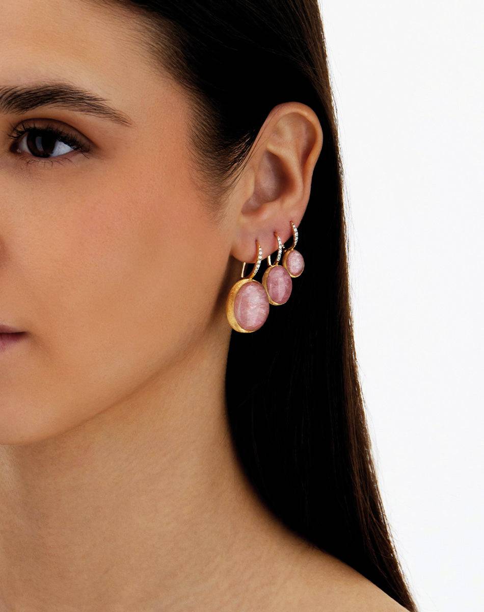 Nanis Orecchini Ciliegine Rosolio "Boules" in oro inciso, diamanti, cristall – Nanis Italian Jewels Moda