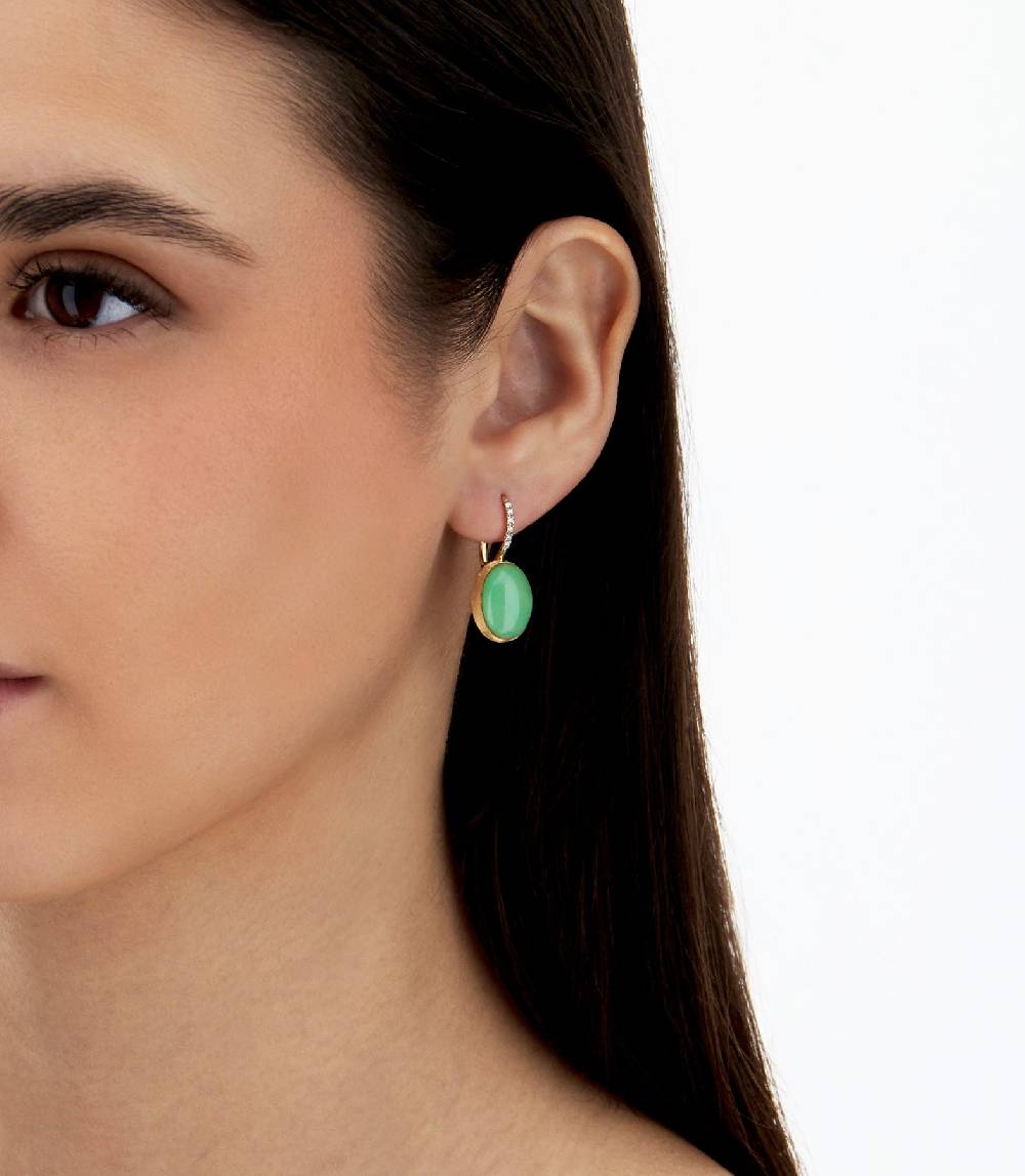 Nanis Orecchini Ciliegine Lattementa "Boules" in oro inciso, diamanti, crist – Nanis Italian Jewels Italy