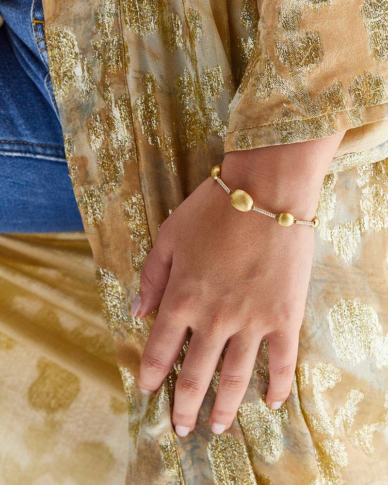 Nanis Bracciale "ARIA" con boules in oro e barrette di diamanti – Nanis Italian Jewels Comprare a buon mercato