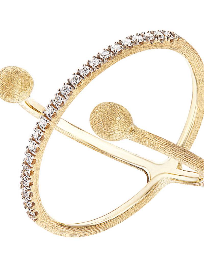 Nanis Anello ad incrocio "DANCING ÉLITE" con boules incise a mano in oro e d – Nanis Italian Jewels Nuova