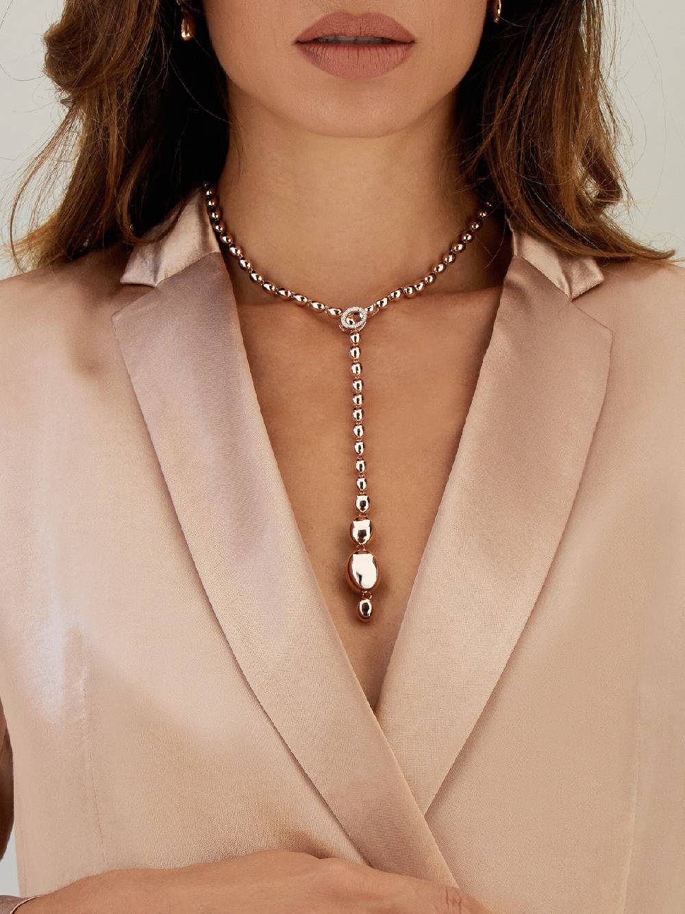 Nanis Collana iconica "IVY" convertibile con boules in oro rosa e diamanti – Nanis Italian Jewels Vendita