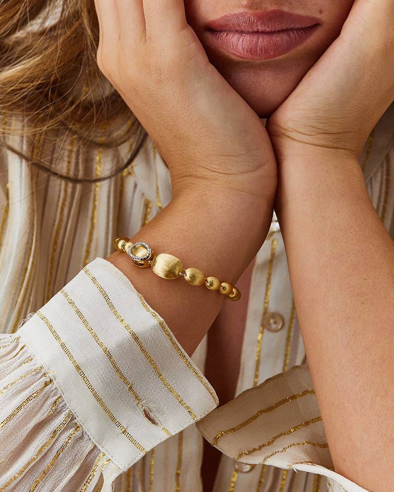 Nanis Bracciale "IVY" con boules grandi in oro e diamanti incise a mano – Nanis Italian Jewels Outlet