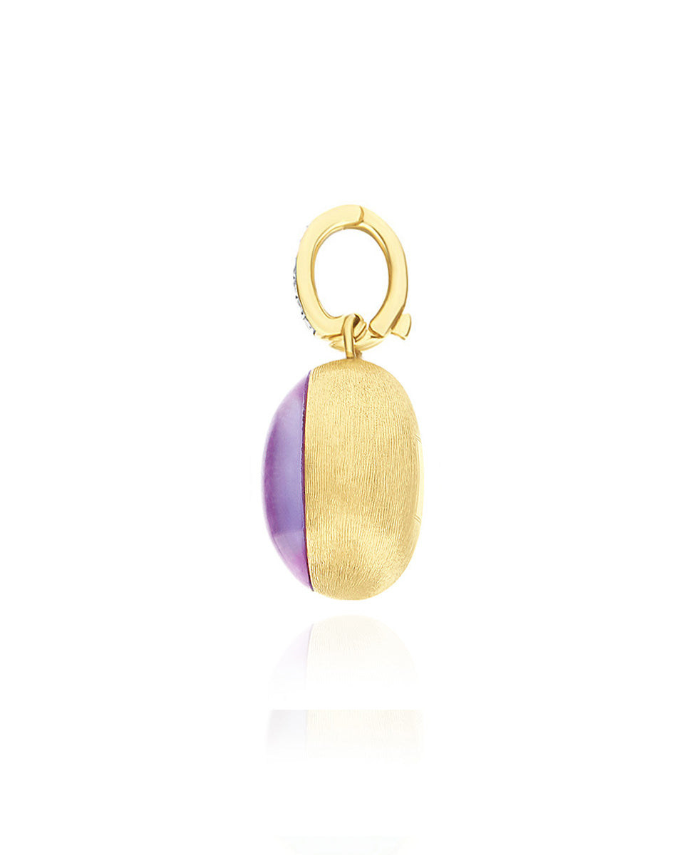 Nanis Charm Violetta "Boules" in oro inciso, diamanti, lepidolite e madreper – Nanis Italian Jewels Moda