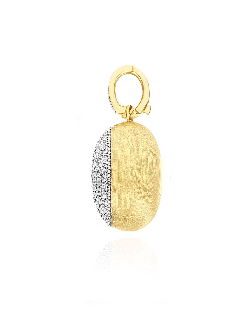Nanis Charm "Boules" in oro inciso e pavè di diamanti (grande) – Nanis Italian Jewels Vendita