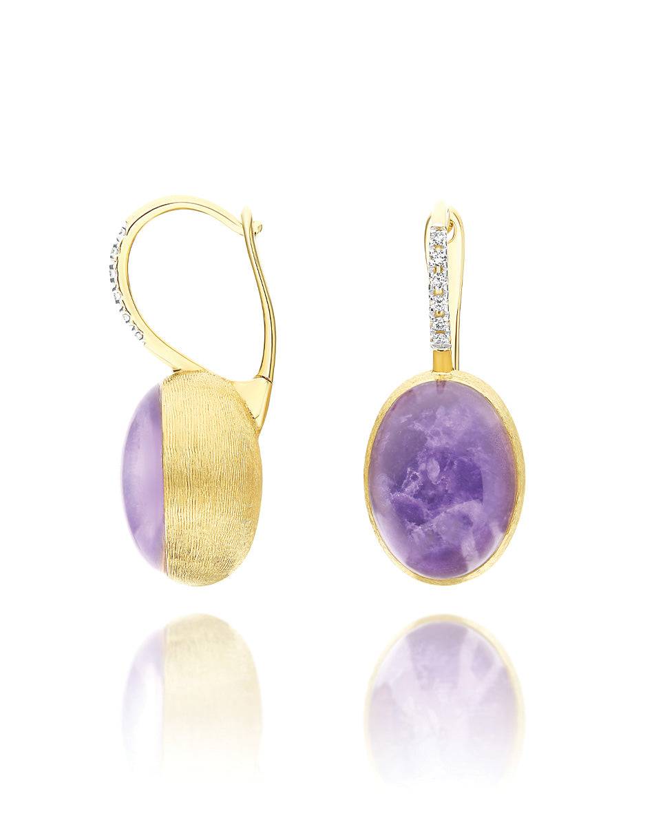 Nanis Orecchini Ciliegine Violetta "Boules" in oro inciso, diamanti, lepidol – Nanis Italian Jewels Affare Del Giorno