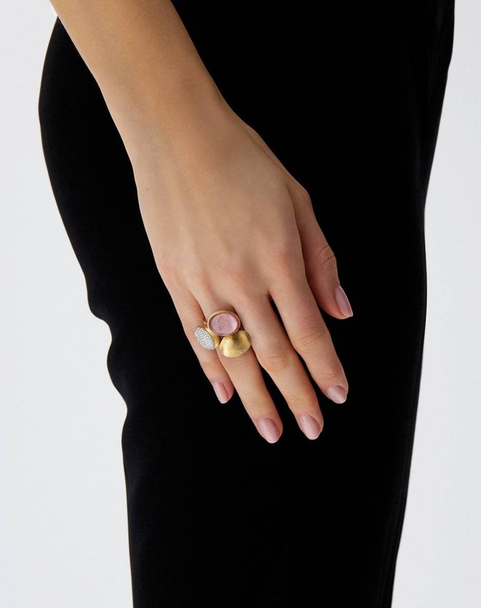 Nanis Anello "Boules" in oro inciso e diamanti (grande) – Nanis Italian Jewels Negozi Online