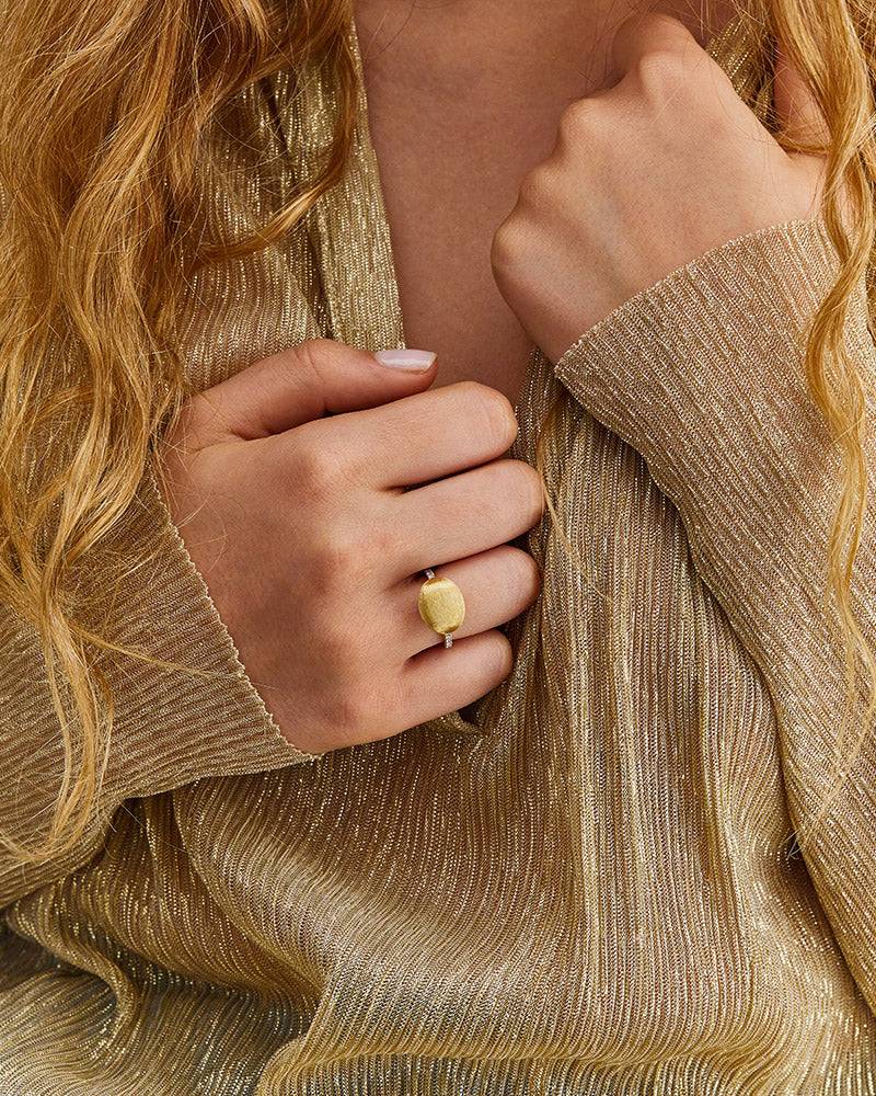 Nanis Anello "DANCING ÉLITE" con boule in oro incisa a mano e pavé di diaman – Nanis Italian Jewels Lightning offer