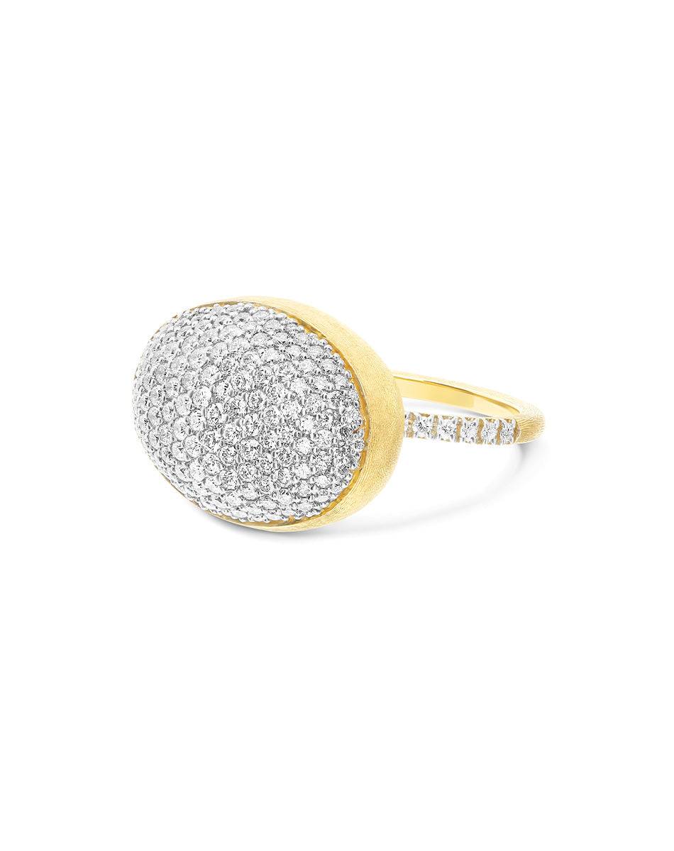 Nanis Anello "Boules" in oro inciso e pavè di diamanti (grande) – Nanis Italian Jewels