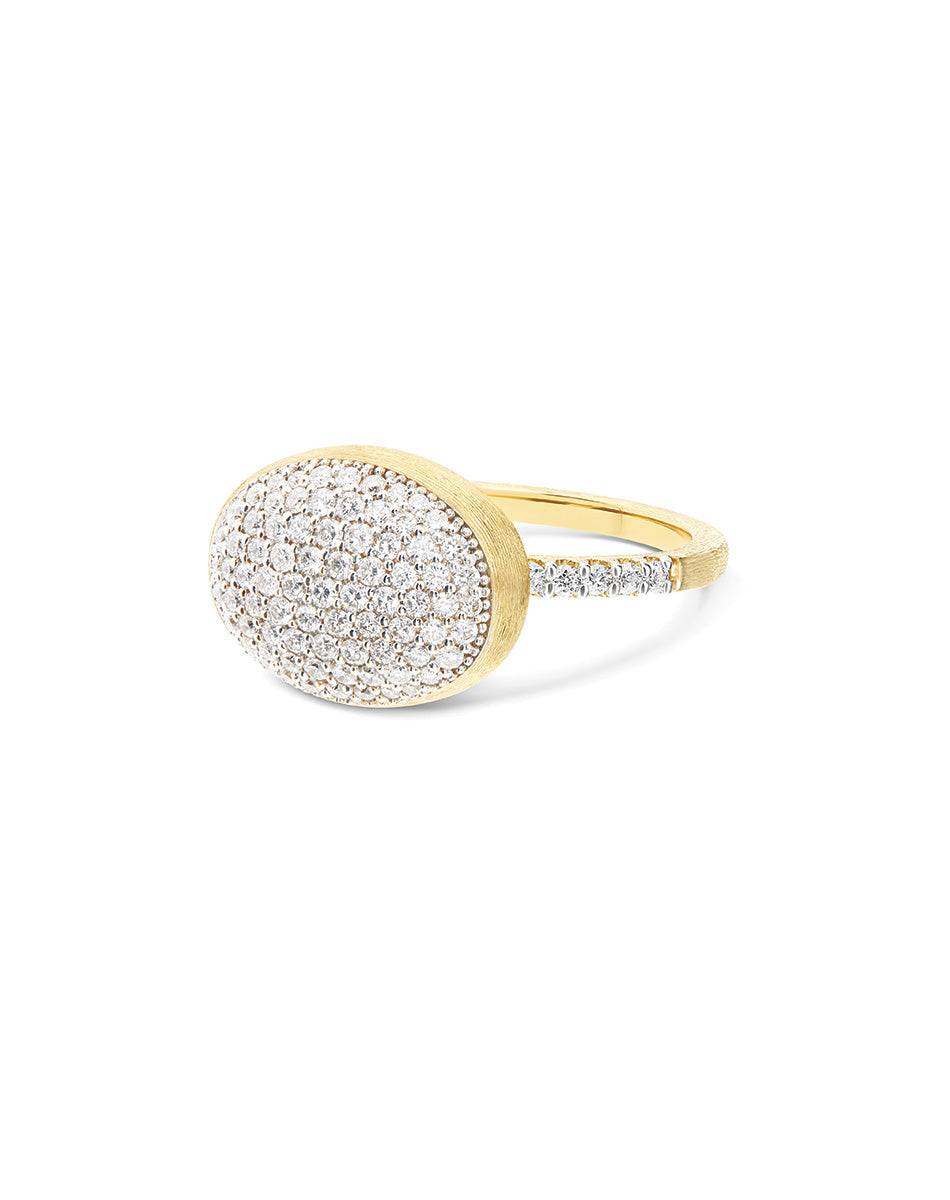 Nanis Anello "Boules" in oro inciso e pavè di diamanti (medio) – Nanis Italian Jewels