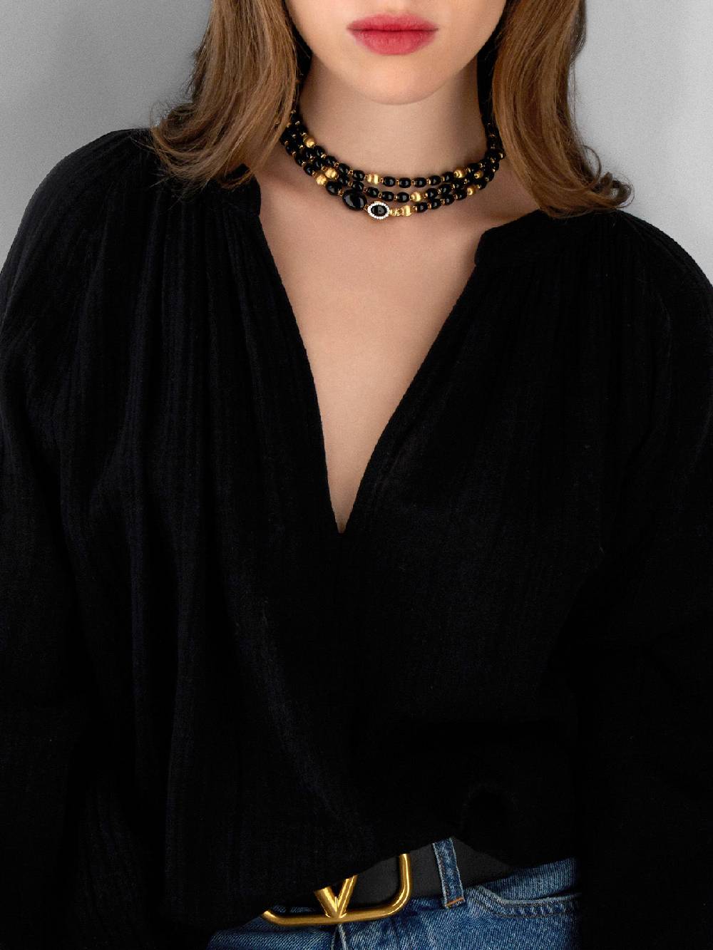 Nanis Collana statement IVY "MYSTERY BLACK" convertibile in oro, diamanti e – Nanis Italian Jewels In Vendita
