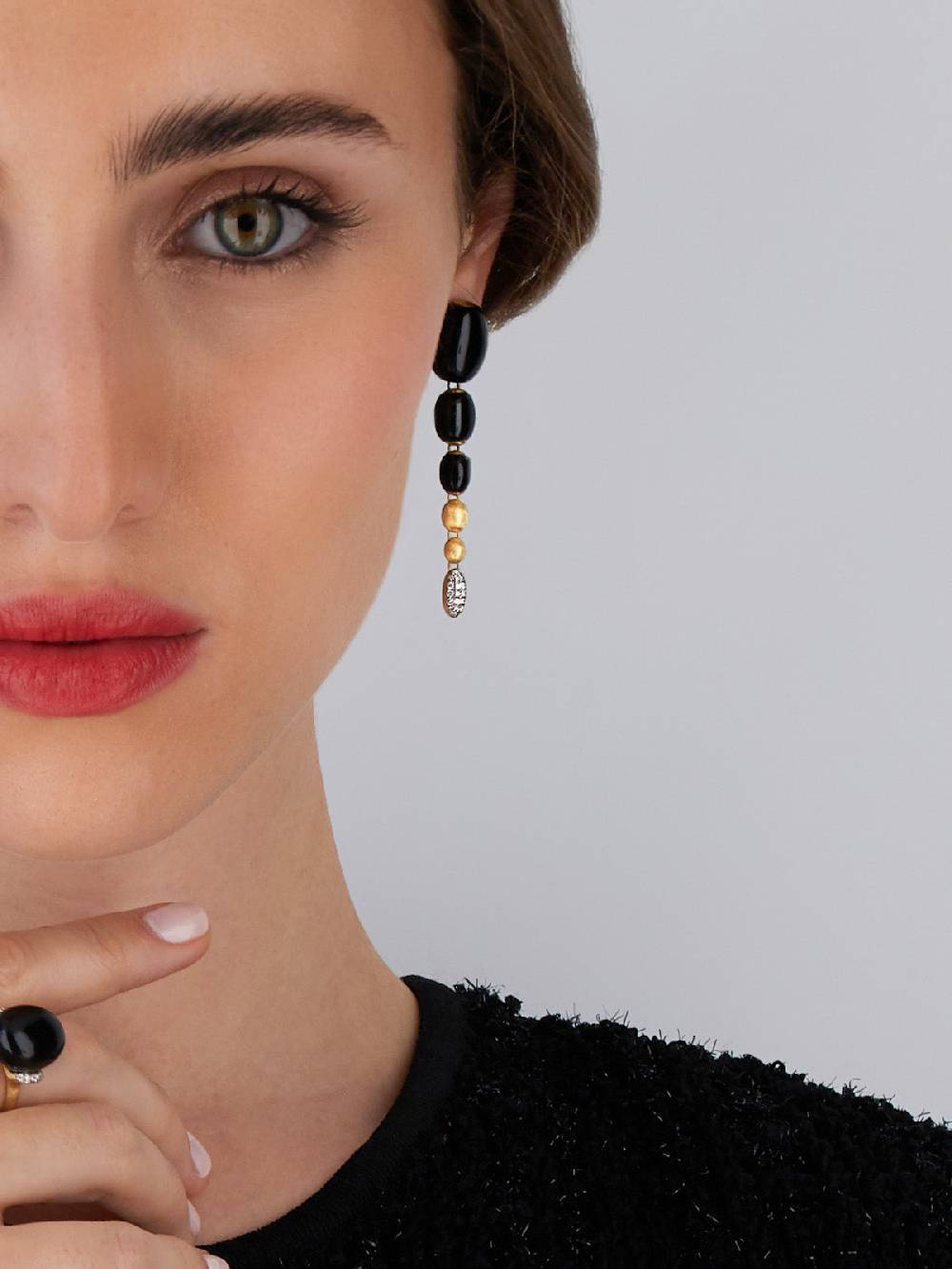 Nanis Orecchini IVY "MYSTERY BLACK" pendenti in oro, diamanti e onice nero – Nanis Italian Jewels Saldi