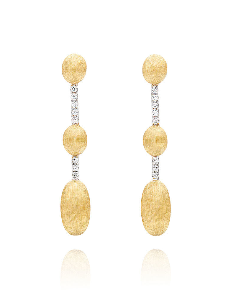 Nanis Orecchini "DANCING ÉLITE" pendenti incisi a mano in oro e diamanti – Nanis Italian Jewels