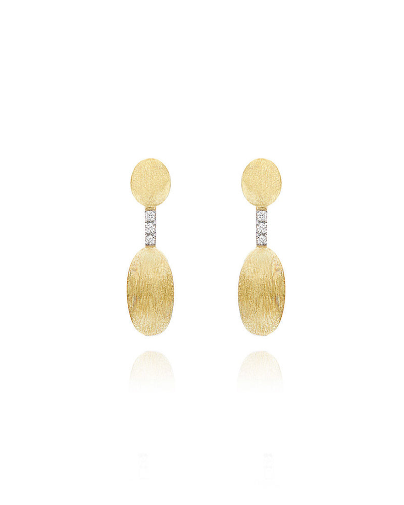 Nanis Orecchini "DANCING ÉLITE" pendenti essenziali incisi a mano in oro e d – Nanis Italian Jewels