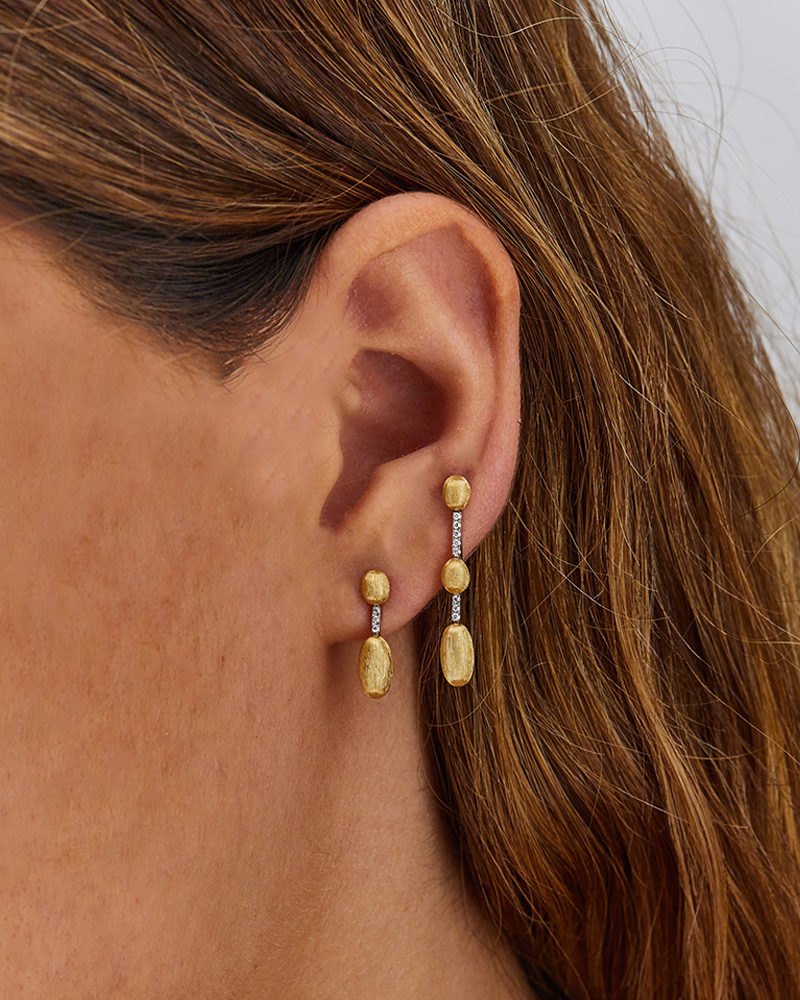 Nanis Orecchini "DANCING ÉLITE" pendenti essenziali incisi a mano in oro e d – Nanis Italian Jewels Soddisfazione Garantita